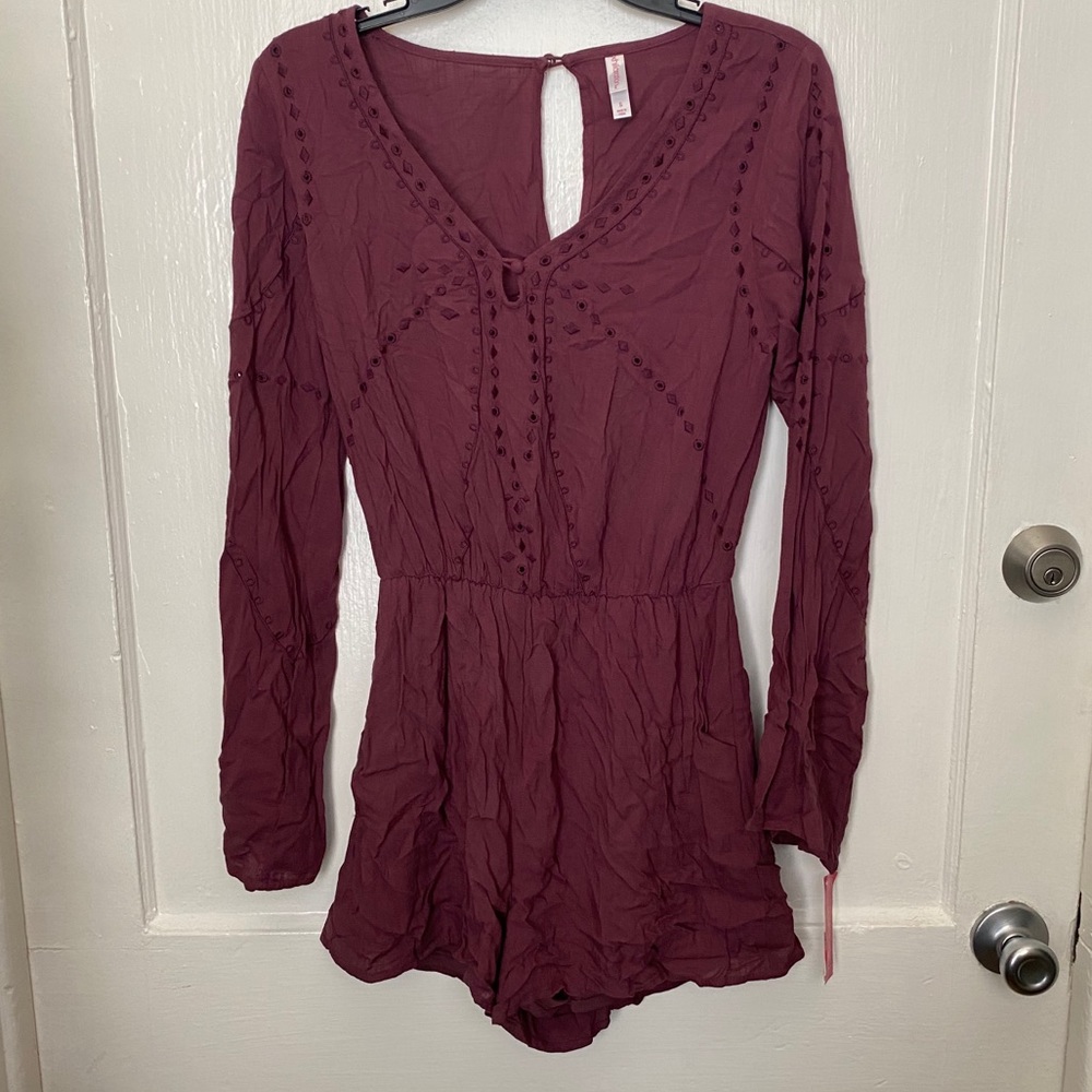 purple long sleeve romper